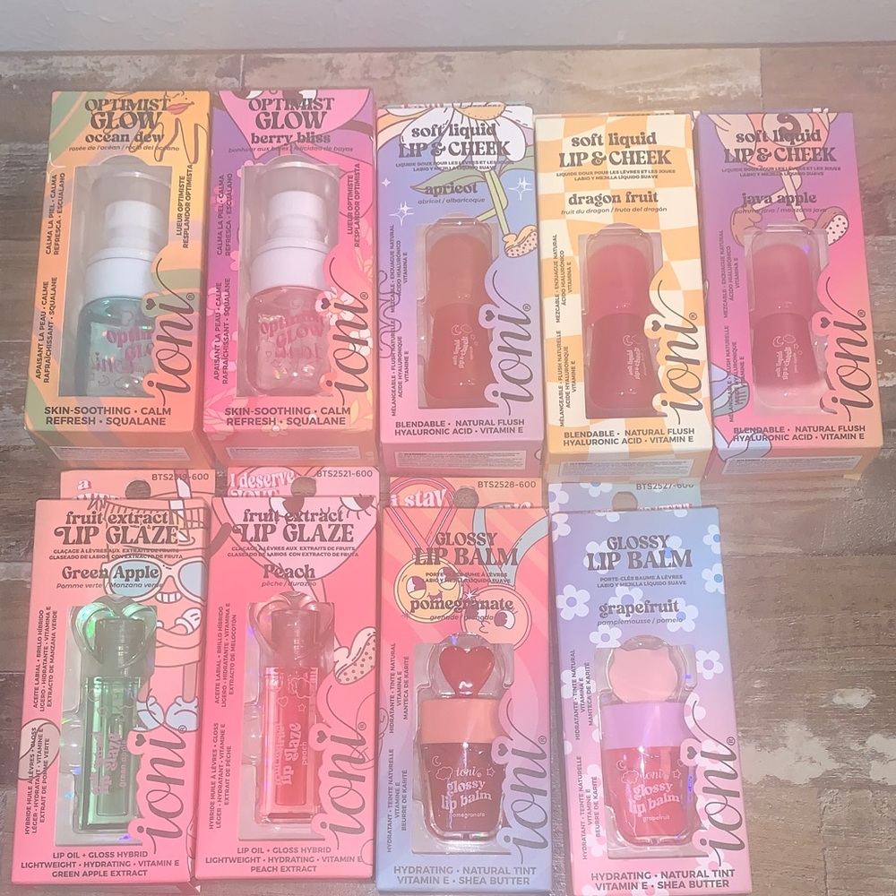 Ioni set of 9. Lip & Cheek Tint Set - Assorted Colors